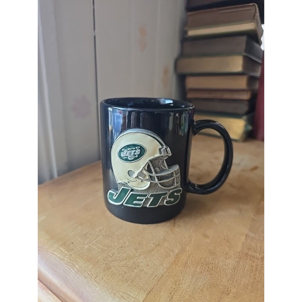 New York Jets Coffee Mug NFL Football With 3D Pewter Football Helmet Logo
